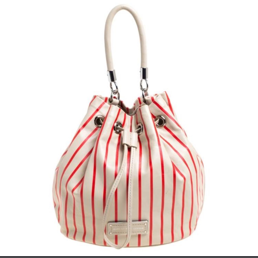 Marc Jacobs too‎ hot to handle bucket bag tote w/ detachable long strap striped